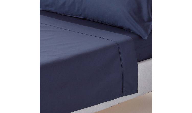 Homescapes Egyptian Cotton Navy Blue Flat Sheet - King Size