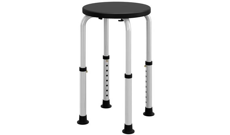 HOMCOM Aluminium Shower Chair with Adjustable Height and Non-Slip Feet - Black