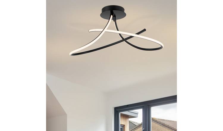 Cosylyte Carter 2 Light Integrated LED Modern Curved Ceiling Light - Matt Black