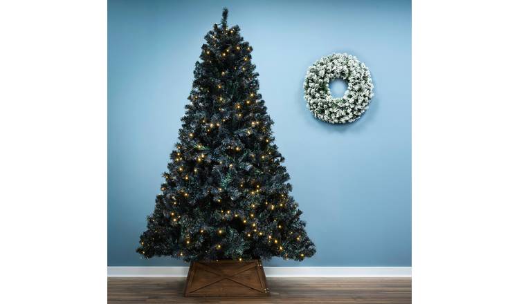 Christmas Tree World 7ft Pre-Lit Black Iridescence Pine - Warm White Lights