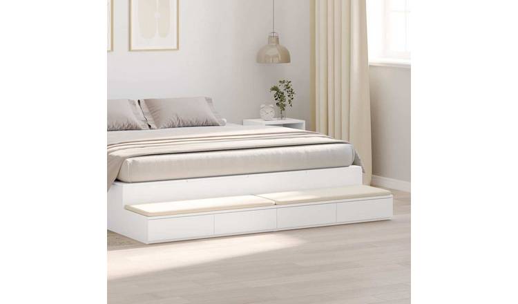 Walplus 4 Drawer Engineered Wood Bed Drawer Unit - White - 200 x 36.5 x 16.5 cm