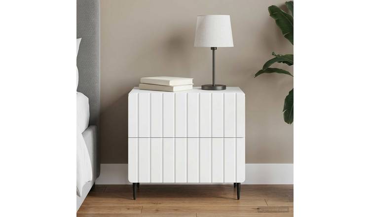 Walplus Engineered Wood Bedside Cabinet - White - 62 x 34.5 x 49.5 cm