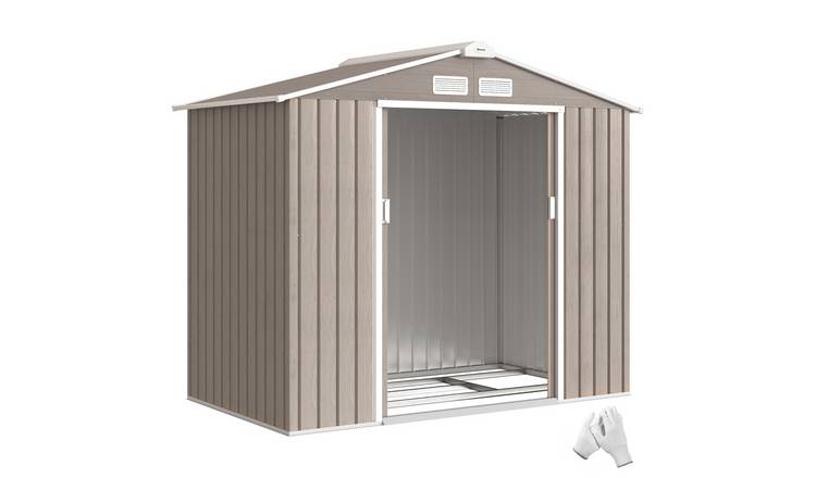 Outsunny Metal Waterproof Garden Shed for Patio Lawn with Vents - Light Brown