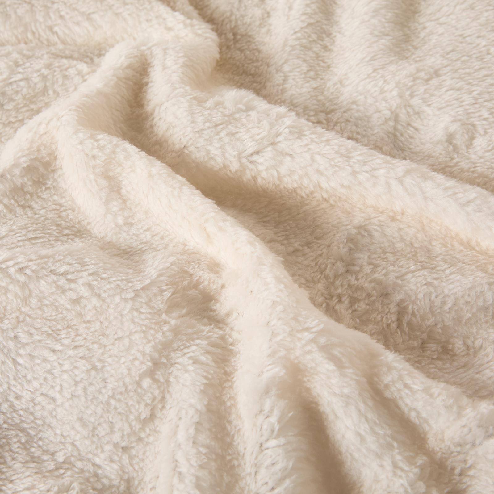 OHS Frill Teddy Fleece Cream Duvet Set -  Double - Image 3