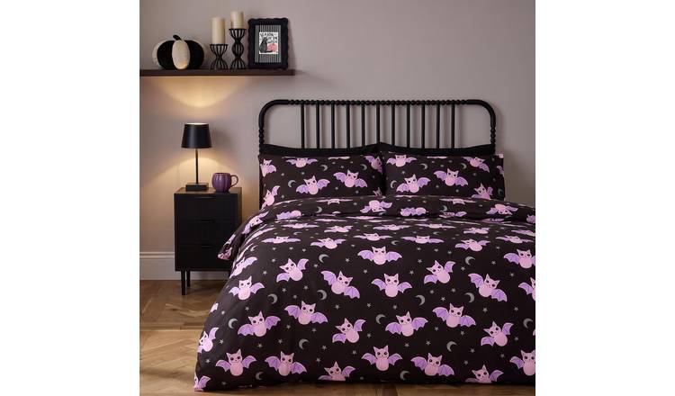 OHS Kids Halloween Bat Print Duvet Cover Set - Black - Single