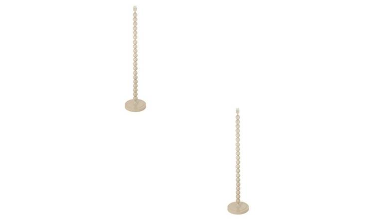 Loops Direct Pack of 2 Steel Floor Lamp Base - Gloss Almond White