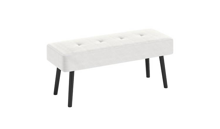 HOMCOM Thick Padding and Steel Legs Corduroy Bedroom Bench - Cream White