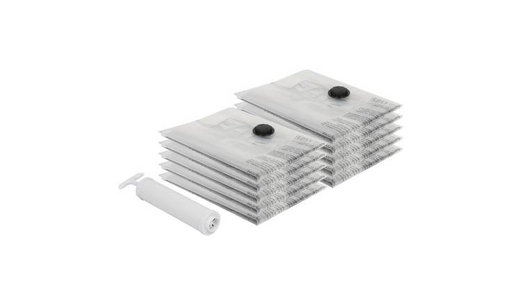 Harbour Housewares Vacuum Storage Bags with Hand Pump - L (60 x 80cm) Set of 10