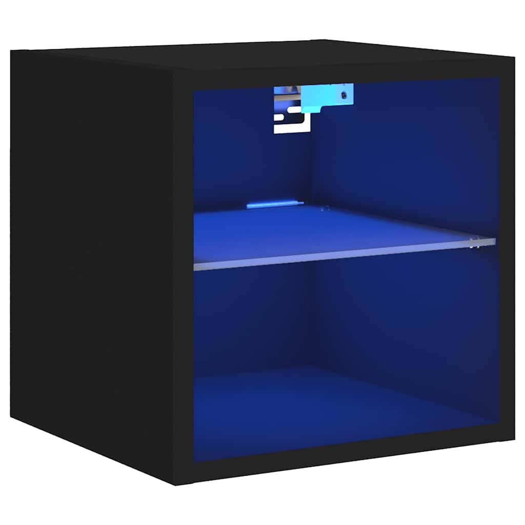 Walplus LED Engineered Wood TV Wall Cabinet - Black - 30 x 28.5 x 30 cm - Image 2