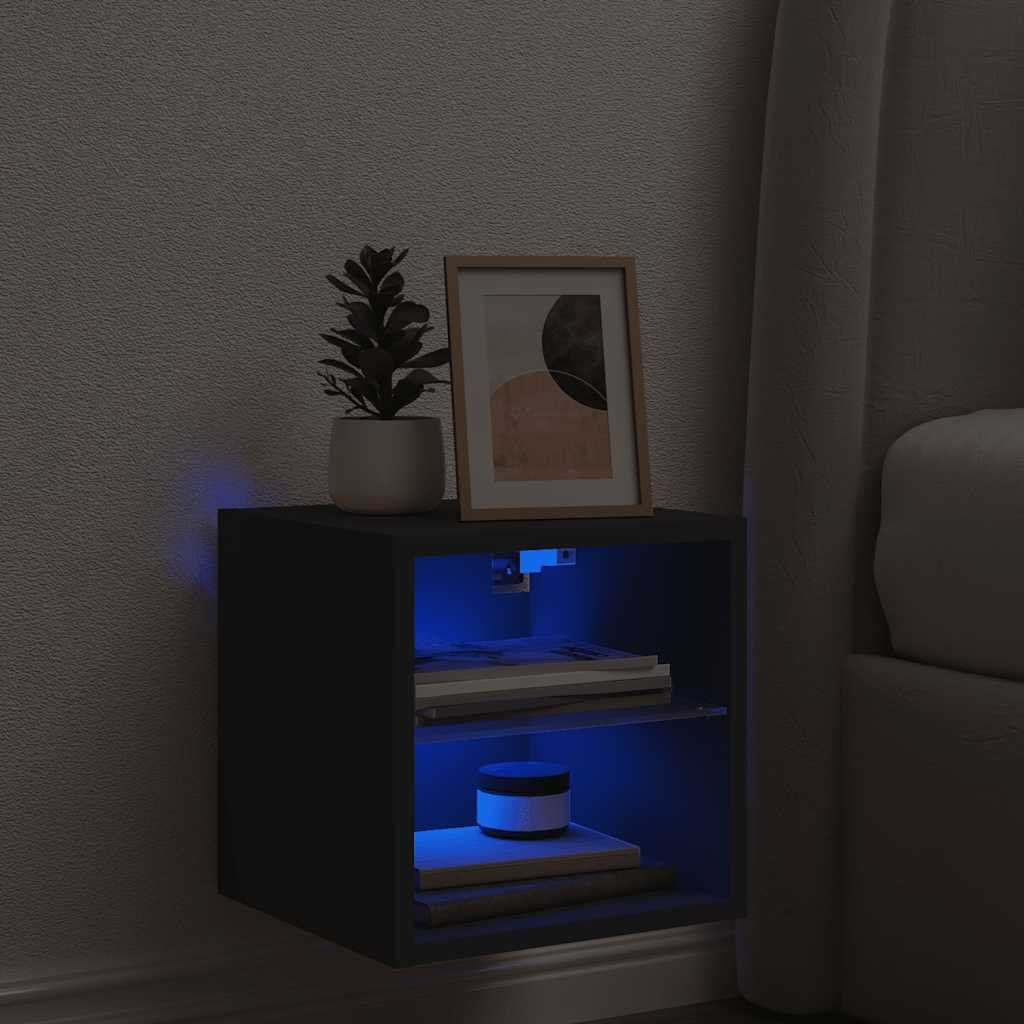 Walplus LED Engineered Wood TV Wall Cabinet - Black - 30 x 28.5 x 30 cm - Image 3