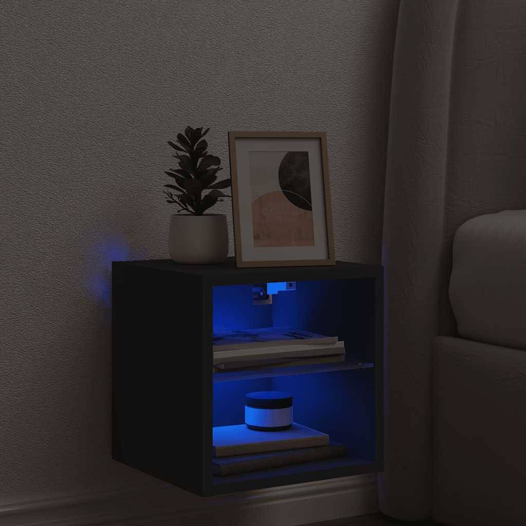 Walplus LED Engineered Wood TV Wall Cabinet - Black - 30 x 28.5 x 30 cm - Image 3