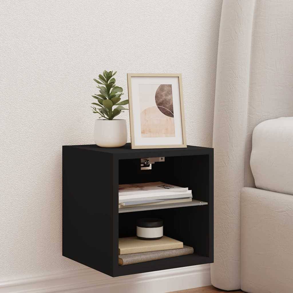Walplus LED Engineered Wood TV Wall Cabinet - Black - 30 x 28.5 x 30 cm - Image 4