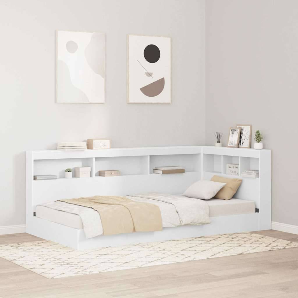 Walplus Engineered Wood Storage Headboard - White - 207.5 x 92.5 x 76.5 cm - Image 1