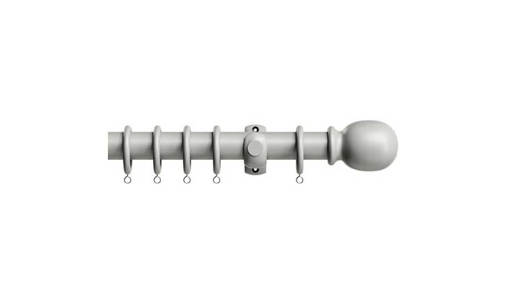 New Edge Blinds 28mm Grey Classic Wooden Curtain Poles Set - 50cm