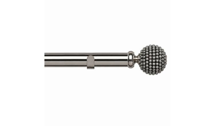 New Edge Blinds 28mm Satin Silver Mia Fixed Eyelet Curtain Pole - 360cm