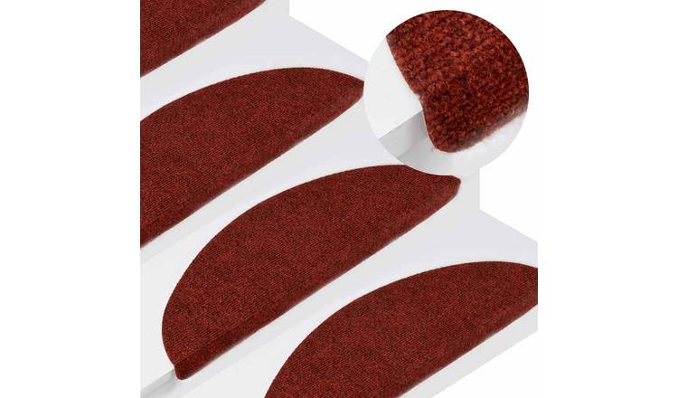 Walplus Pack of 15 Self-Adhesive Needle-Punched Stair Mats - Red - 56 x 17 cm