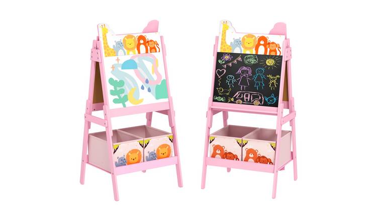 AIYAPLAY 2 in 1 Whiteboard Chalkboard Boxes Kids Easel - Pink