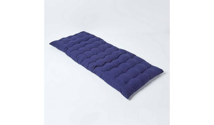 Homescapes Cotton Bench Cushion 2 Seater - Navy Blue