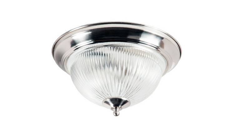 Happy Homewares Satin Chrome IP44 Bathroom Ceiling Light - 30cm