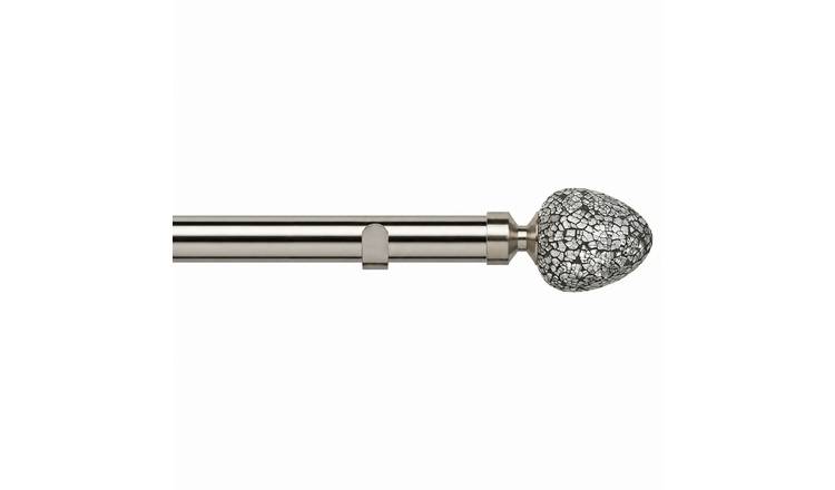 New Edge Blinds 28mm Satin Silver Alexia Fixed Eyelet Curtain Pole - 350cm
