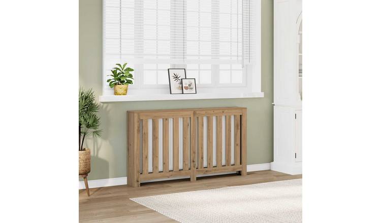 Walplus Vertical Slats Radiator Cover - Artisian Oak - 149 x 20 x 82 cm