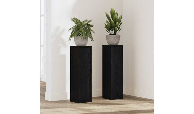 Walplus Pack of 2 Engineered Wood Plant Stand - Black Oak - 17 x 17 x 60 cm