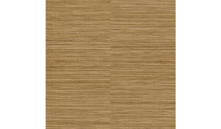 Grandeco Java Grasscloth Weave Textured Wallpaper - Natural Deep