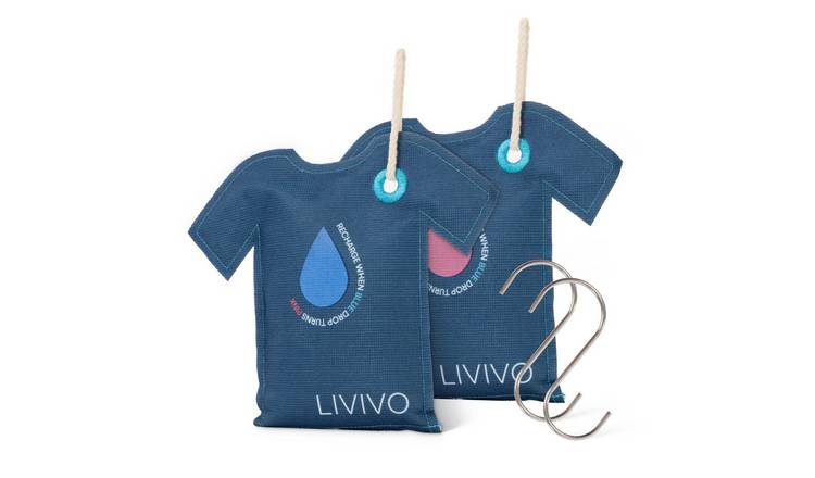 LIVIVO Set of 2 Hanging Wardrobe Dehumidifier Bags - Blue