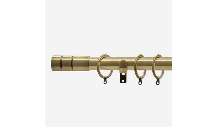 New Edge Blinds Antique Brass 28mm Barrel Fixed Metal Curtain Pole - 95cm