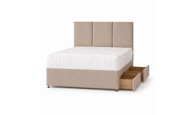 Comfy Deluxe 3ft Single 2 Drawer Plush Velvet Divan Bed Set - Coffee