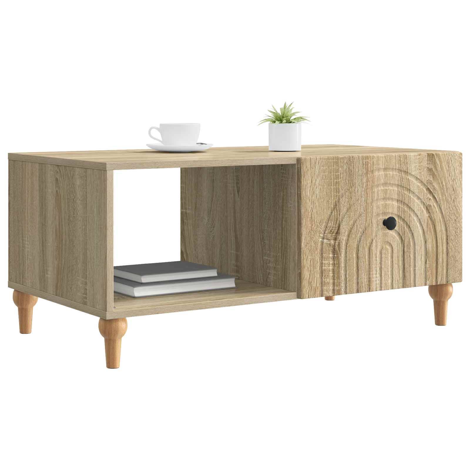 Walplus 2 Shelf Living Room Coffee Table - Sonoma Oak - 90 x 50 x 40 cm - Image 2