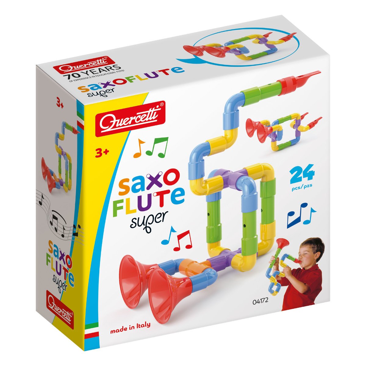 Quercetti Super Saxoflute Build Musical Instrument Toy - Age 3+ - 24 Piece - Image 1