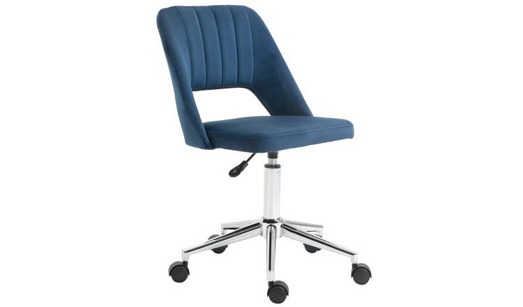 Vinsetto Modern Velvet feel Fabric Desk Chair - Dark Blue
