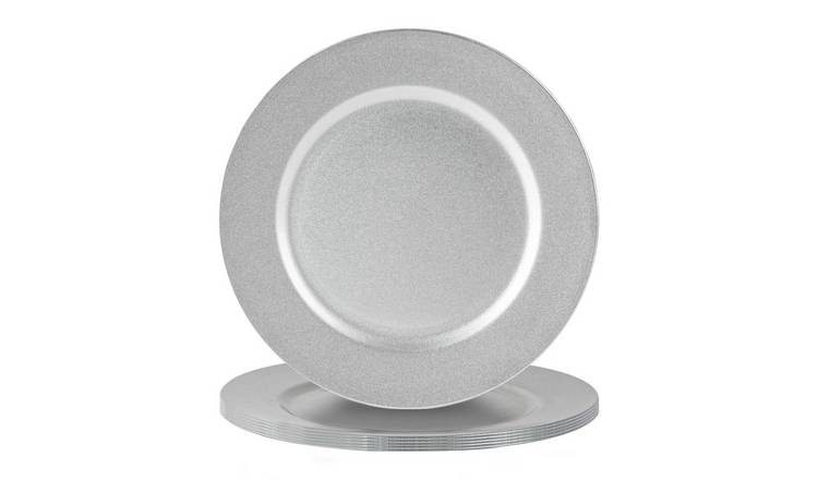 Argon Tableware Metallic Charger Plates - Silver - Set of 6