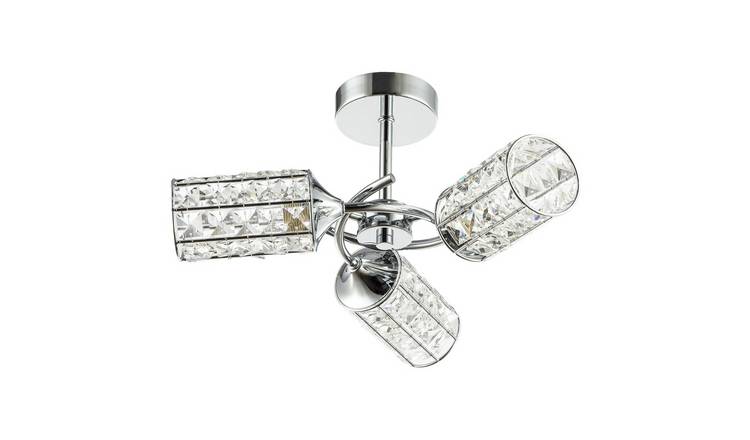 Happy Homewares Chrome with Cylindrical Acrylic Beaded Ceiling Light - 37cm