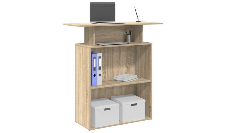 Walplus Engineered Wood Reception Desk - Light Oak - 100 x 40 x 104 cm