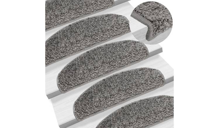 Walplus Pack of 10 Half Round Polypropylene Stair Mats - Grey - 65 x 21 cm