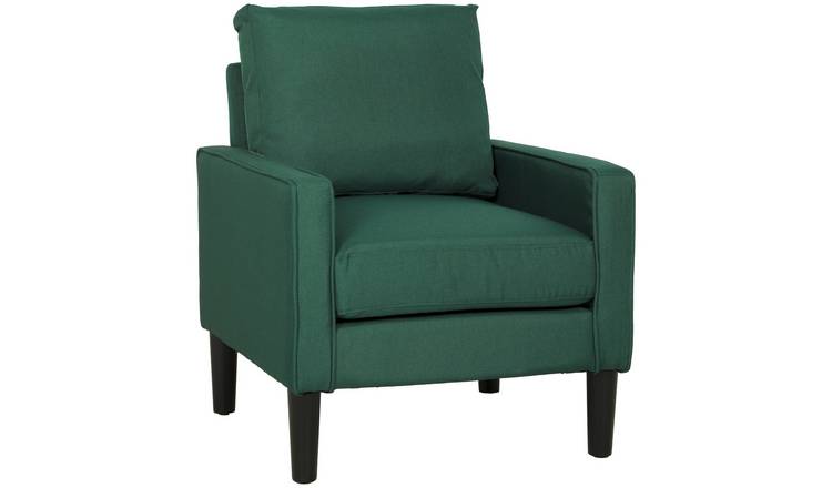 HOMCOM Removable Pillow Linen Accent Chair - Dark Green