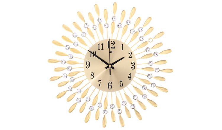Living and Home Metal Wall Clock - Gold
