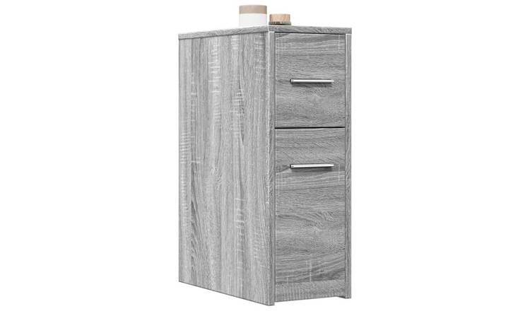 Walplus Engineered Wood Cupboard - Grey and Oak - 22 x 44 x 61.5 cm