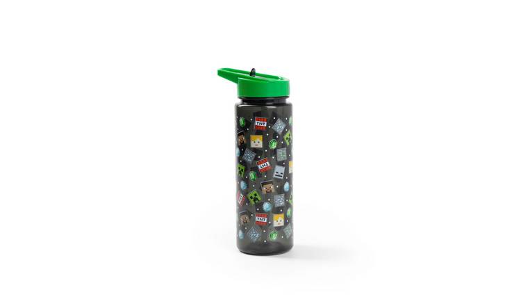 Minecraft Printed Kids Unisex Straw Water Bottle - Black