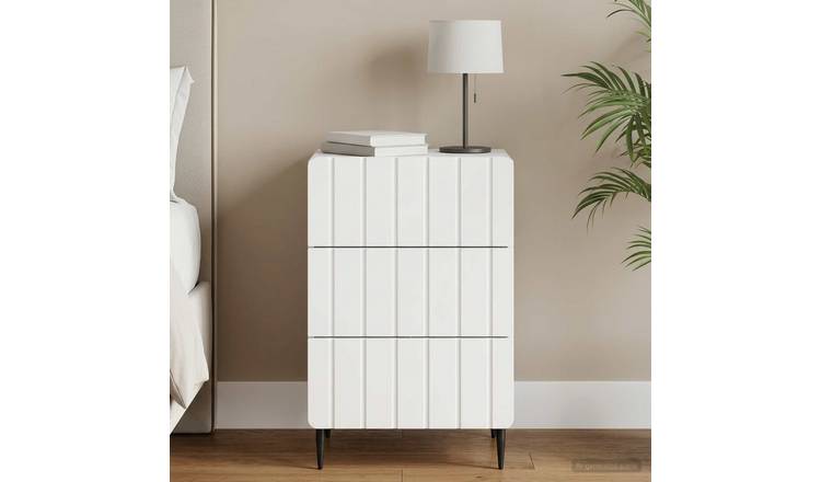 Walplus Engineered Wood Bedside Cabinet - White - 43 x 41 x 68 cm