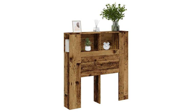 Walplus Engineered Wood Headboard Cabinet - Dark Wood - 100 x 18.5 x 102.5 cm