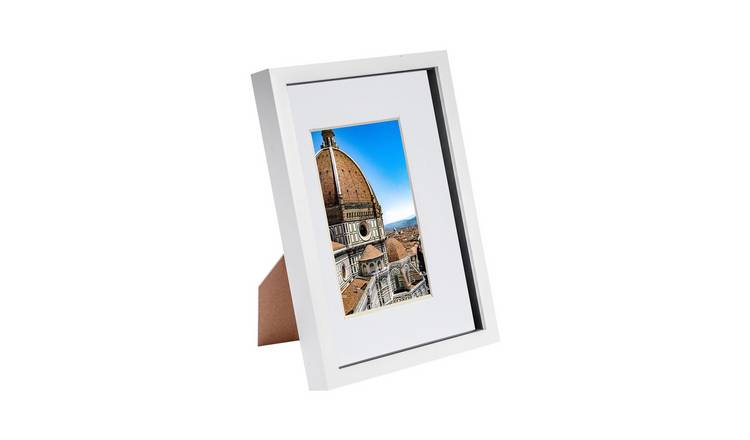 Nicola Spring 3D Box Photo Frame - 8x12" with Mount - White & White