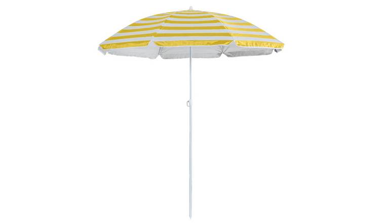 Harbour Housewares Metal Beach Parasol - 1.8M - Yellow Stripe