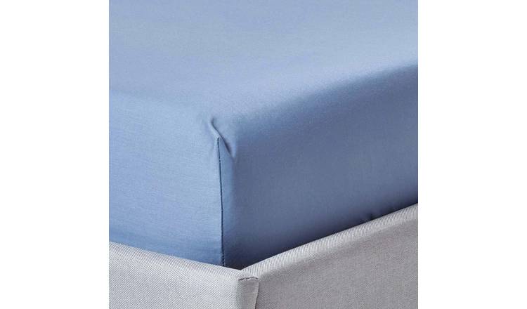 Homescapes Egyptian Cotton Pale Blue Sateen Fitted Sheet - Single