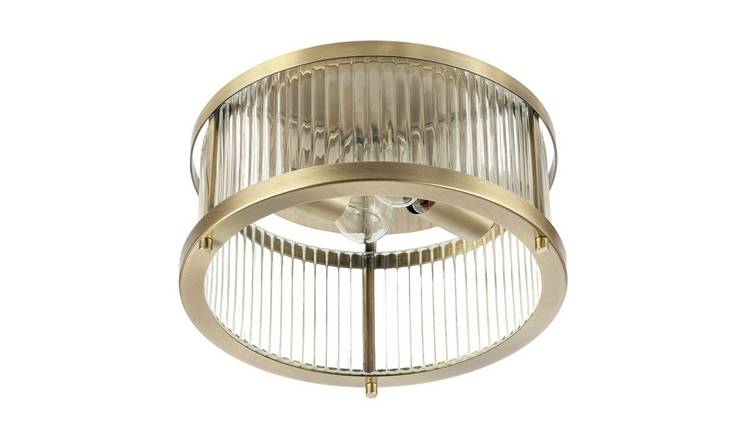 Happy Homewares Sleek Matte Antique Brass Flush Ceiling Light - 30cm