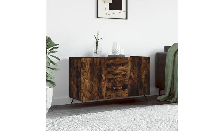 Walplus Engineered Wood Sideboard - Smoked Oak - 100 x 36 x 60 cm