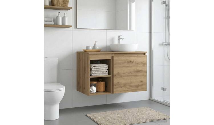 Walplus Wood Bathroom Cabinet with 1 Shelf - Artisan Oak - 30 x 35 x 50 cm