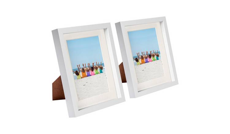 Nicola Spring 8" x 10" White 3D Box Photo Frame 5" x 7" Ivory Mount - Set of 2